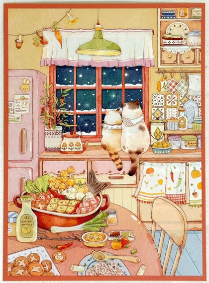Cat's Happy Life-DIY 3D Miniature Scene Sticker(4PCS)