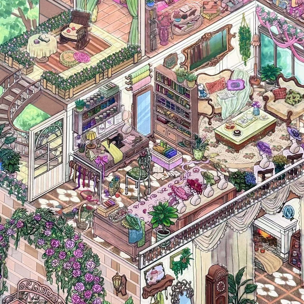 Flower House-DIY 3D Miniature Sticker Scene