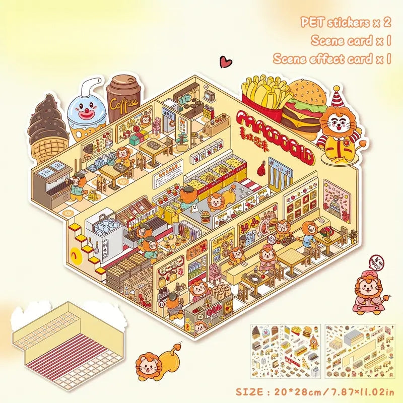 3D Sticker Scene Purr-fect Cat Café|Lion Shop