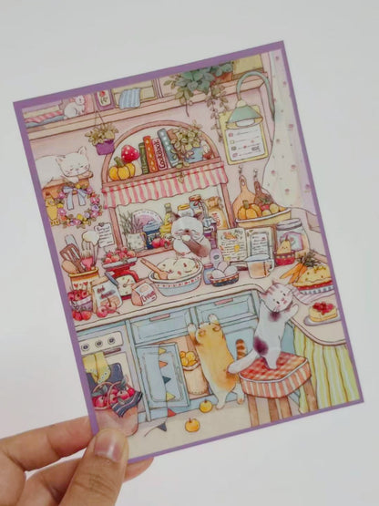 Cat's Happy Life-DIY 3D Miniature Scene Sticker(4PCS)
