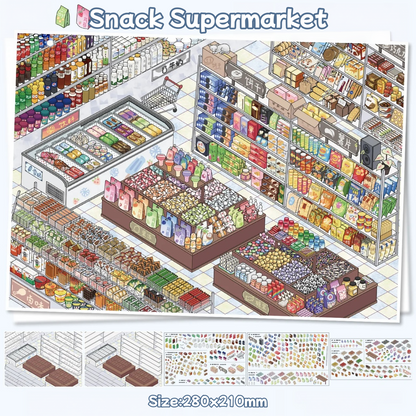 Cafe&Supermarket-DIY 3D Scene Sticker-Miniature Scenes