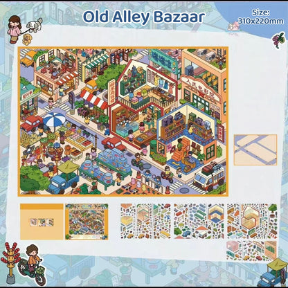 Old Alley Bazaar|Vivid Summer Town-DIY 3D Miniature Sticker Scene
