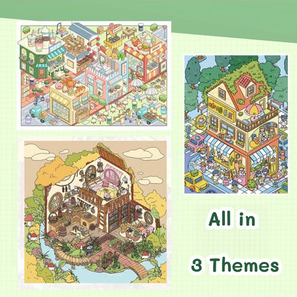 Coffee Book House|Forest Conner|Yummy Town-DIY 3D Scene Stickers  Cute Miniature Scenes