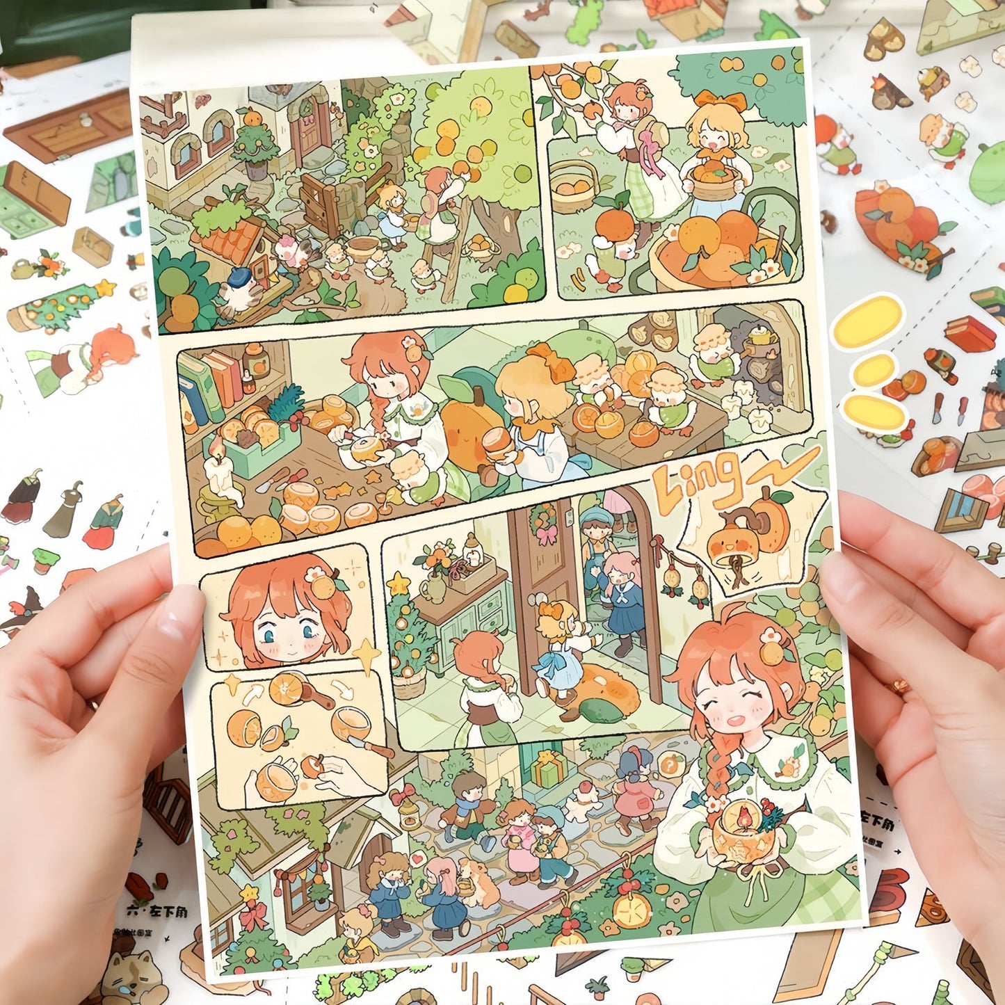 Important Day|Orange Lantern-DIY 3D Miniature Sticker Scene