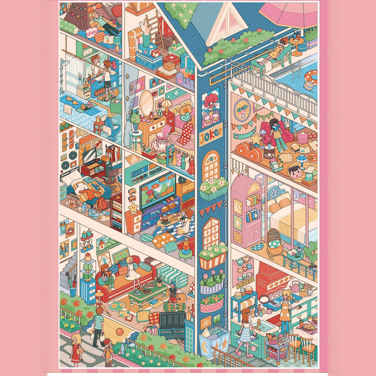 Street View Cubicles Sticker Book-DIY 3D Miniature Sticker Scene