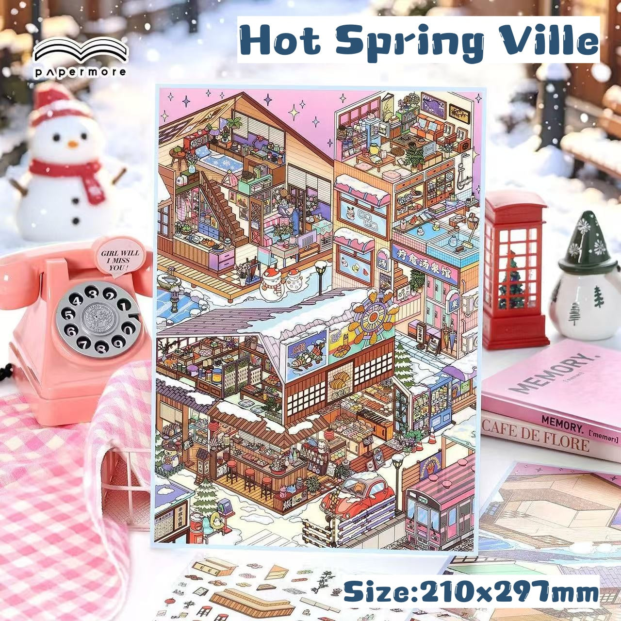 Urban Nook|Hot Spring Ville-DIY 3D Miniature Scene Sticker