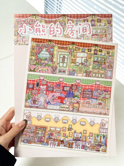 Little Bear's Room-DIY 3D Miniature Scene Sticker