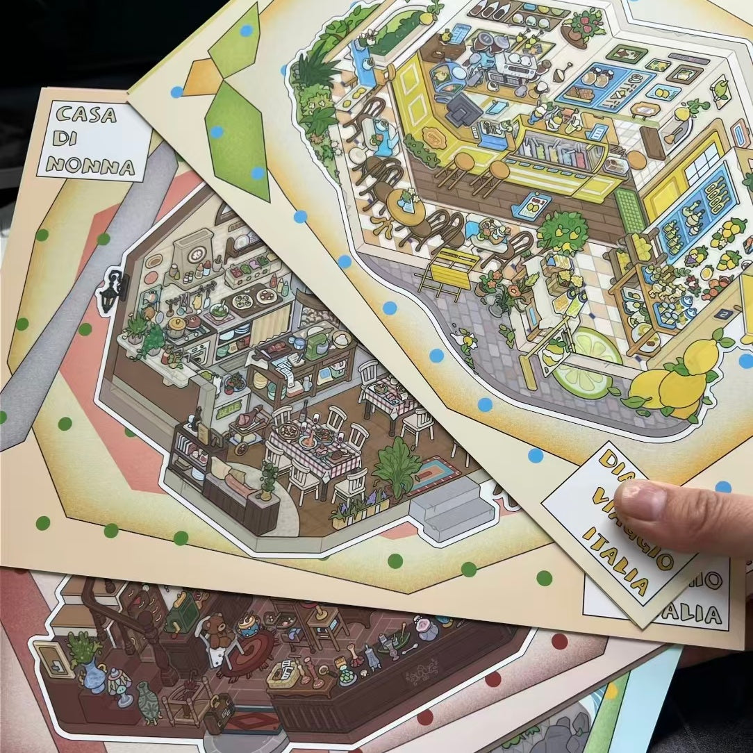 Italy Travel Diary-DIY 3D Miniature Sticker Scene
