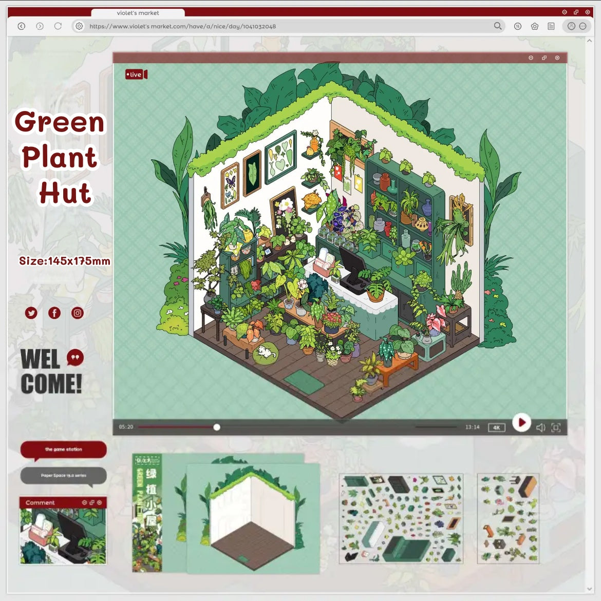 Green Plant Hut|Sweet Dreamy House-DIY 3D Miniature Scenes Stickers