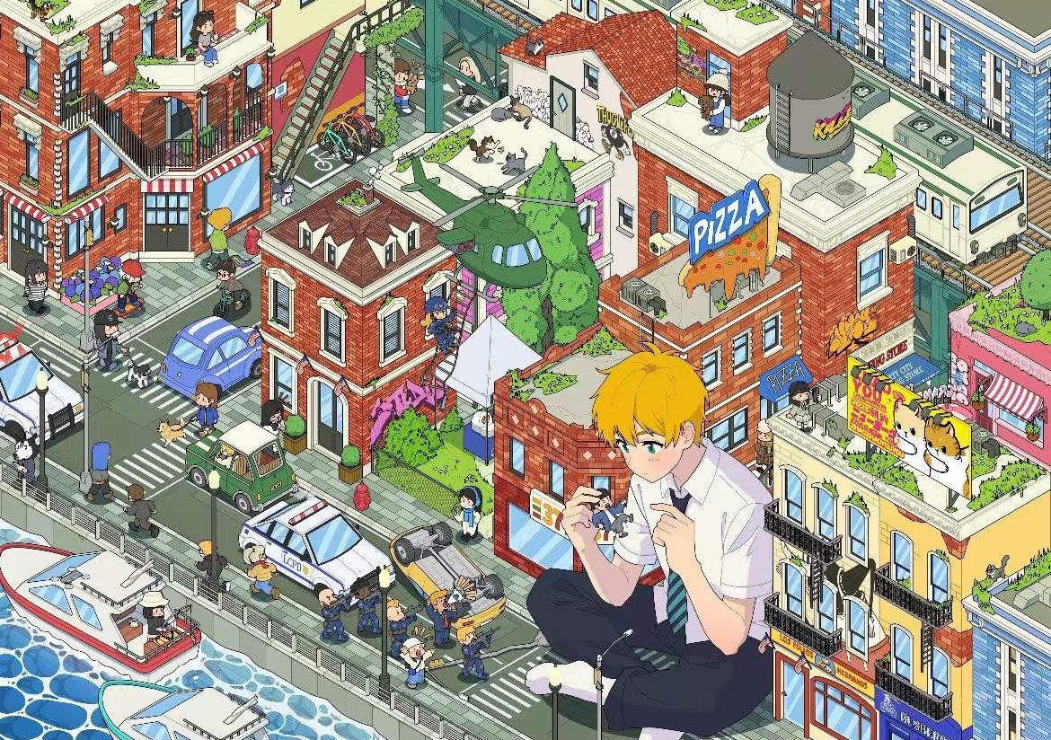 Town Street View-DIY 3D Miniature Scene Sticker