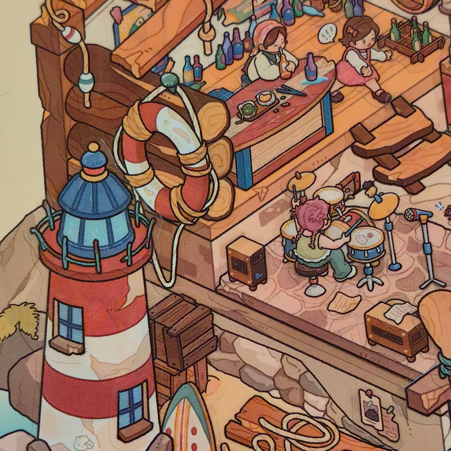 Old Sailor's Coastal Pub-DIY 3D Miniature Scene Sticker