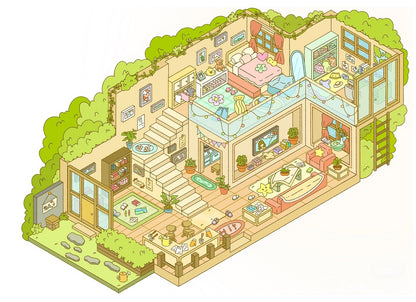 Green Hut-DIY 3D Miniature Scene Sticker
