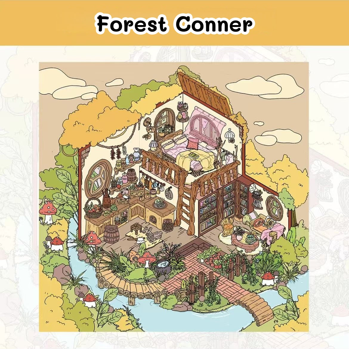Coffee Book House|Forest Conner|Yummy Town-DIY 3D Scene Stickers  Cute Miniature Scenes