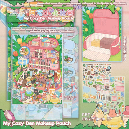My Cozy Den Makeup Pouch--DIY 3D Miniature Scene Sticker