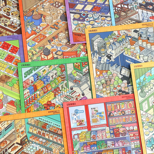 Shelf Display 17.0-DIY 3D Sticker Scene Book(10 scenes in 1 book)
