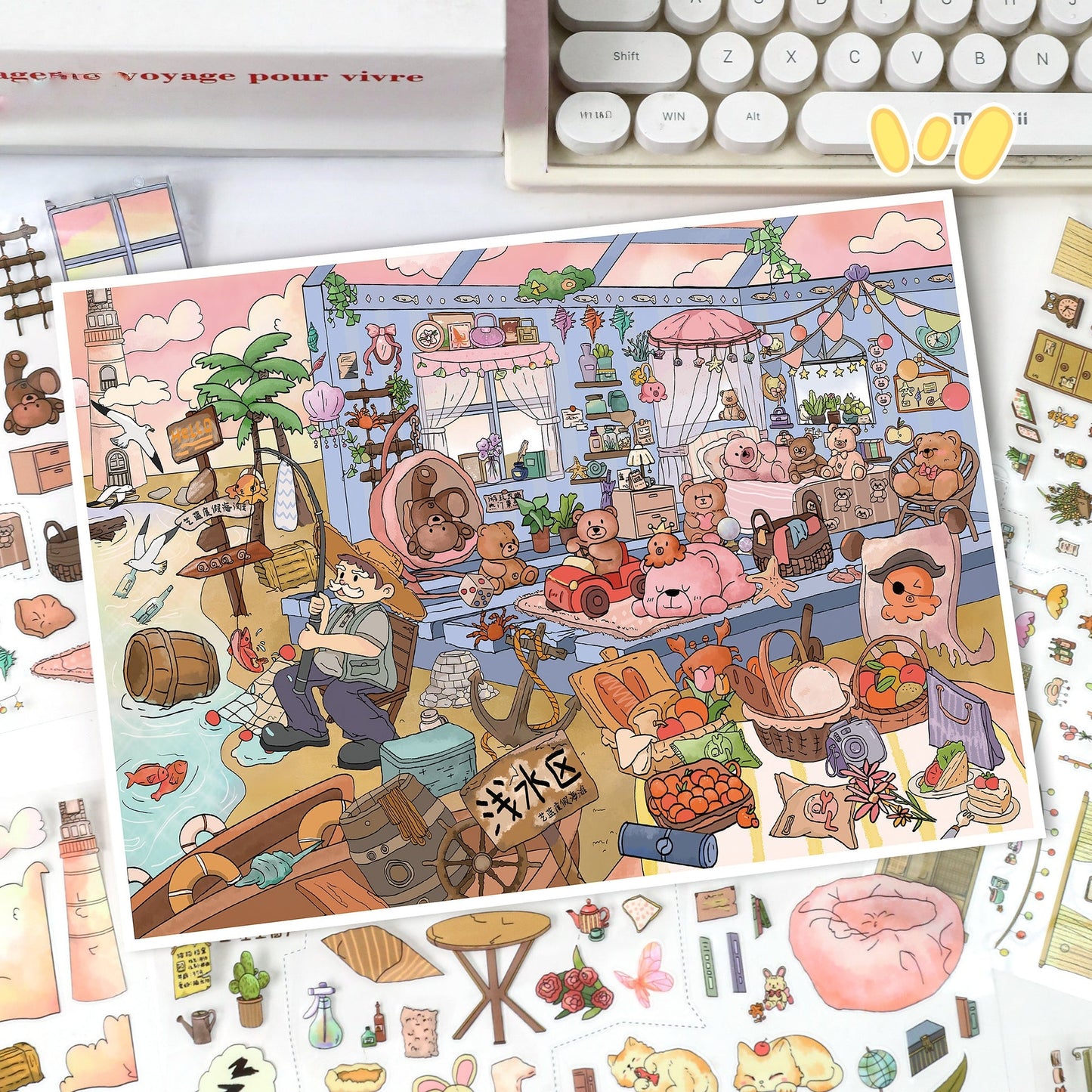 Furry Vacations-DIY 3D Miniature Scene Sticker