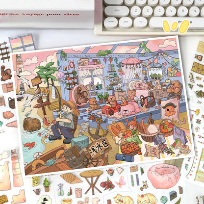 Furry Vacations-DIY 3D Miniature Scene Sticker
