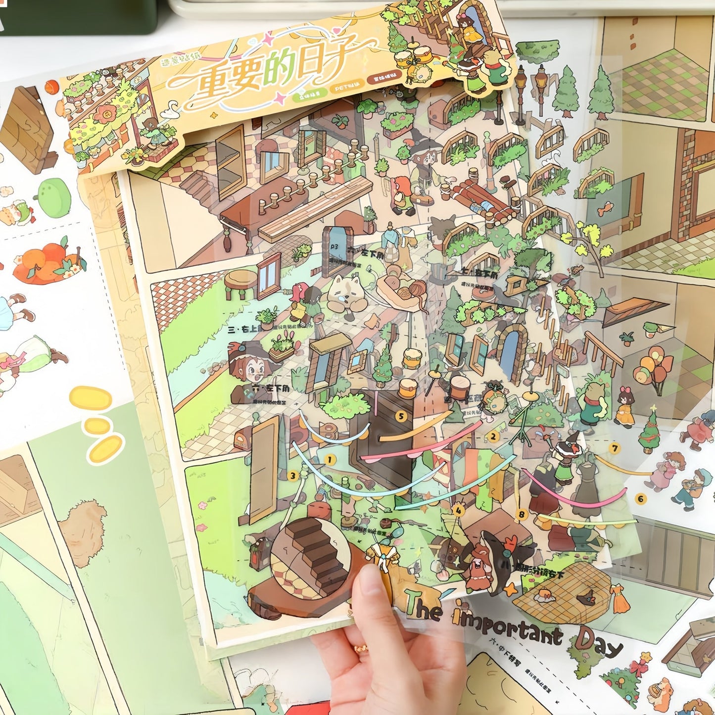 Important Day|Orange Lantern-DIY 3D Miniature Sticker Scene