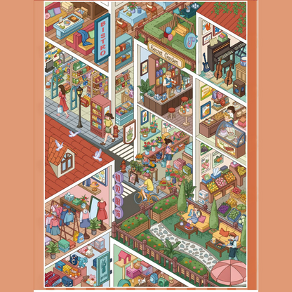 Street View Cubicles Sticker Book-DIY 3D Miniature Sticker Scene
