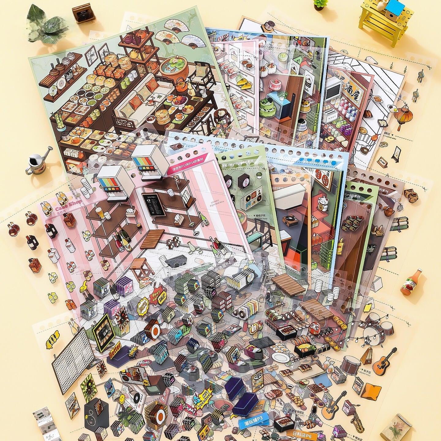 Simno Immersive Shopping-10 Miniature Scenes in 1 --DIY 3D Sticker Scene Book