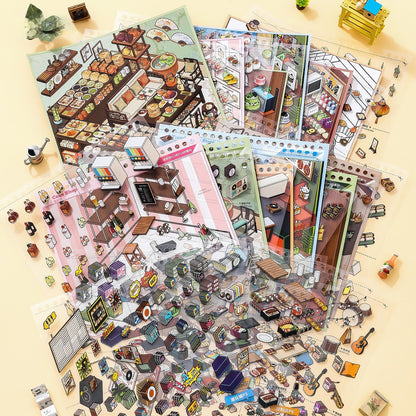 Simno Immersive Shopping-10 Miniature Scenes in 1 --DIY 3D Sticker Scene Book