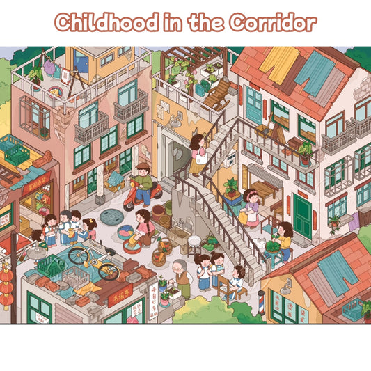 Childhood in the Corridor-DIY 3D Miniature Scene Sticker