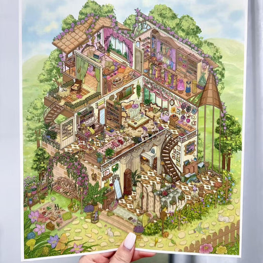 Flower House-DIY 3D Miniature Sticker Scene