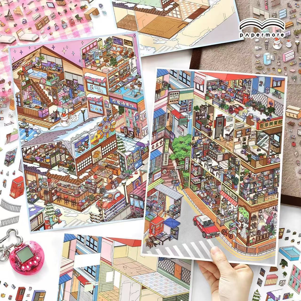 Urban Nook|Hot Spring Ville-DIY 3D Miniature Scene Sticker