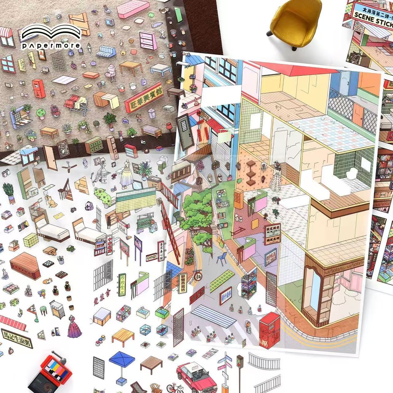 Urban Nook|Hot Spring Ville-DIY 3D Miniature Scene Sticker