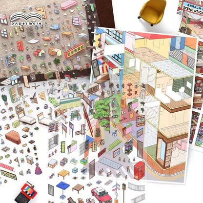 Urban Nook|Hot Spring Ville-DIY 3D Miniature Scene Sticker