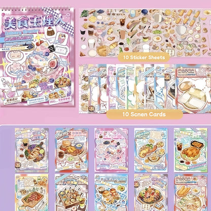 Culinary Director|Cook Delicious Food Sticker Book (10 scene)-DIY 3D Miniature Scene Sticker Book