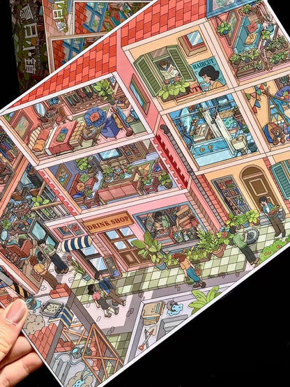 Spring Town| Summer Town-DIY 3D Miniature Scene Sticker