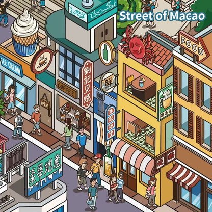 Street of Hong Kong & Macao-DIY 3D Miniature Scene Sticker