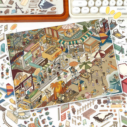 California Shore|Norwegian Hamlet-DIY 3D Miniature Scene Sticker