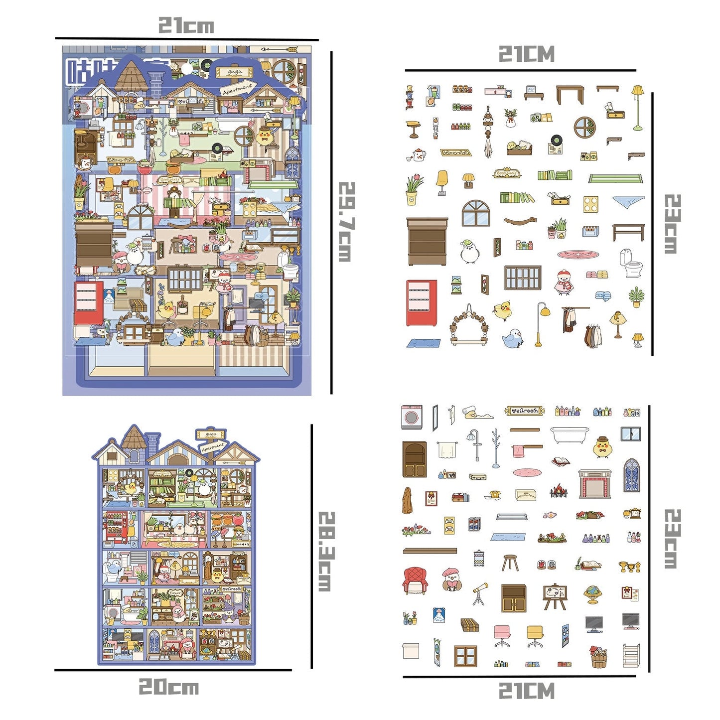 Gugu Apartment -DIY 3D Miniature Scene Sticker