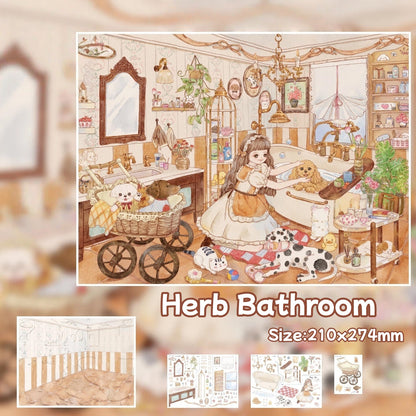 Herb Bathroom-DIY 3D Miniature Scene Sticker