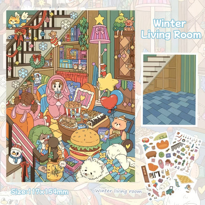 Life in Four Seasons-DIY 3D Scene Sticker-Miniature Scenes