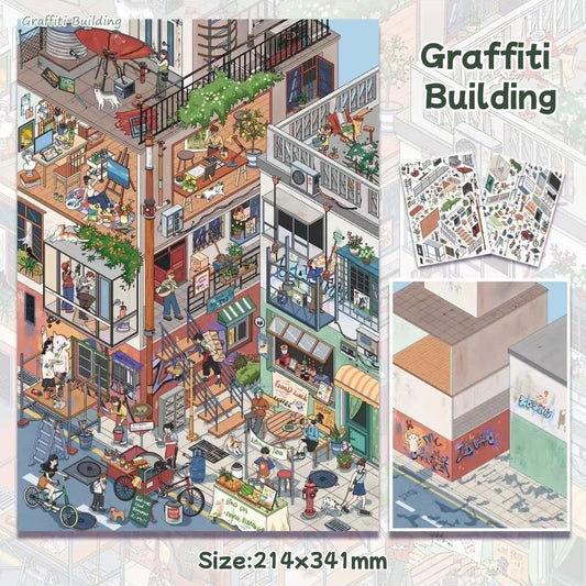 Stacked Building--DIY 3D Miniature Sticker Scene