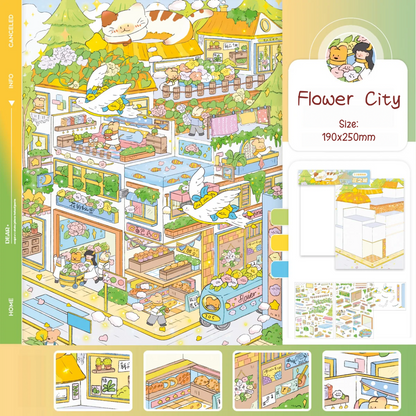 Flower City-DIY 3D Miniature Sticker Scene