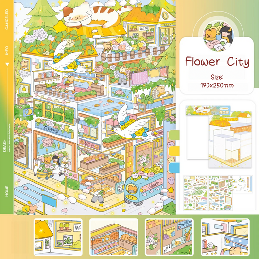 Flower City-DIY 3D Miniature Sticker Scene