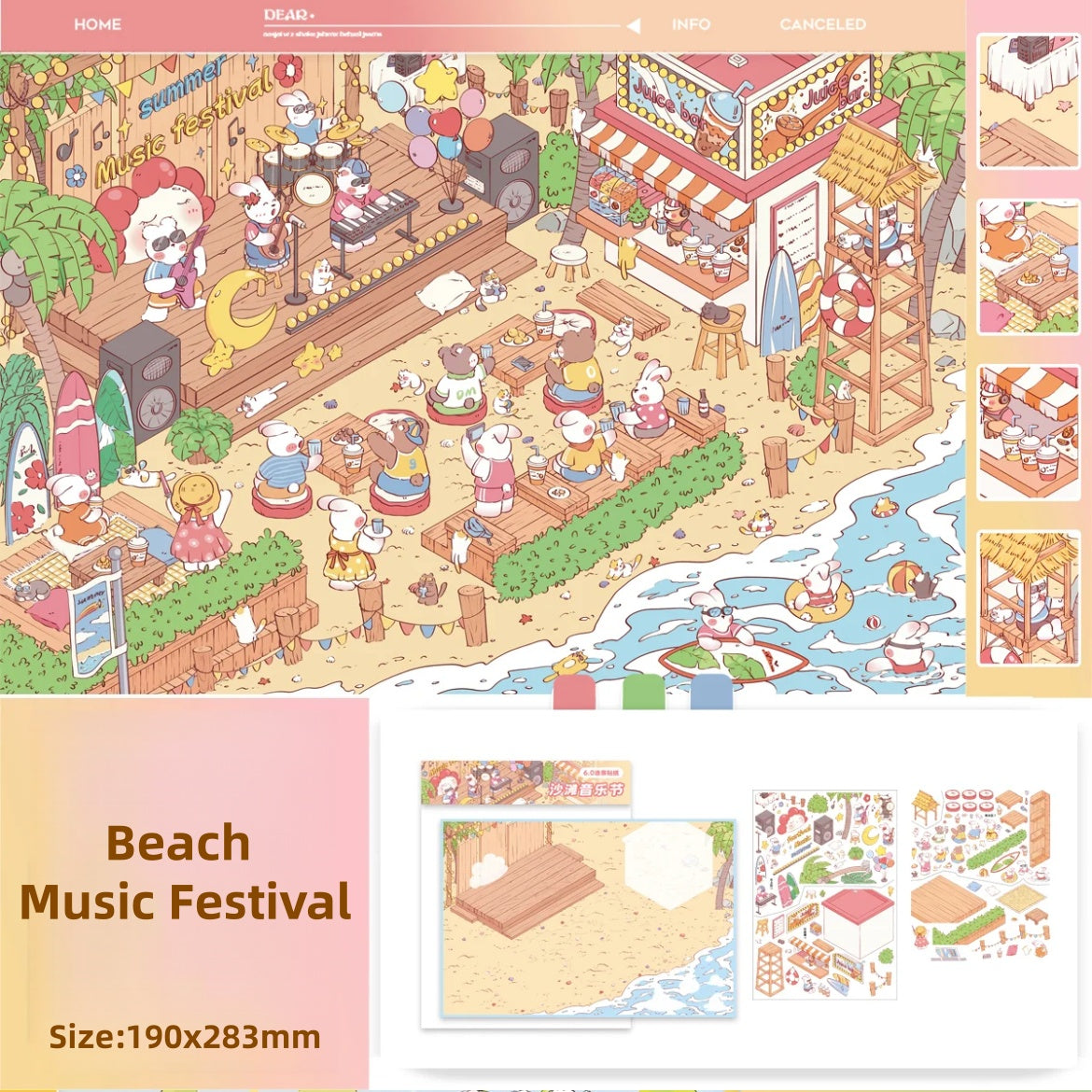 Beach Music Festival|Dance Studio-DIY 3D Miniature Scenes Sticker