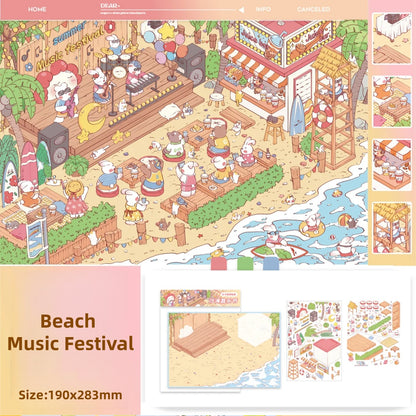 Beach Music Festival|Dance Studio-DIY 3D Miniature Scenes Sticker
