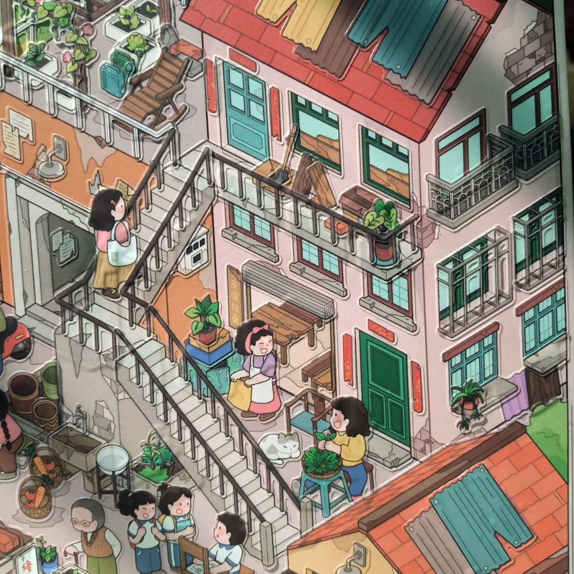 Childhood in the Corridor-DIY 3D Miniature Scene Sticker