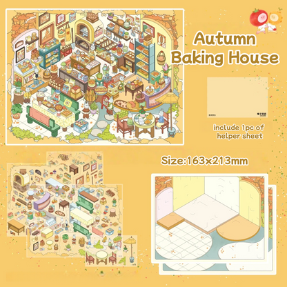 Autumn Baking House-DIY 3D Miniature Scene Sticker