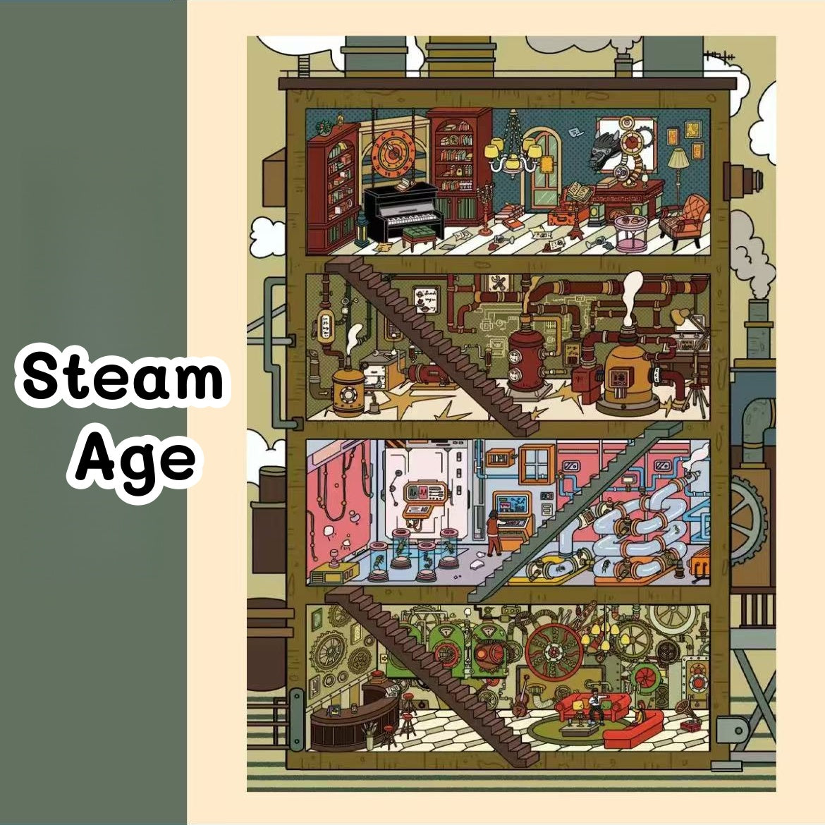 Steam Age-DIY 3D Miniature Scene Stickers
