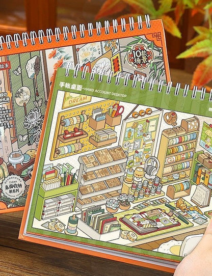 Telado --Desk Organizing|Shelf Display|Restocking-10 Miniature Scenes in 1 --DIY 3D Sticker Scene Book