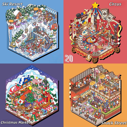 Pequeñas Maravillas del Mundo – Pegatina de escena en miniatura 3D (4 temas)