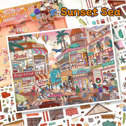 Sunset Sea|Stone Lane-DIY 3D Miniature Scene Sticker