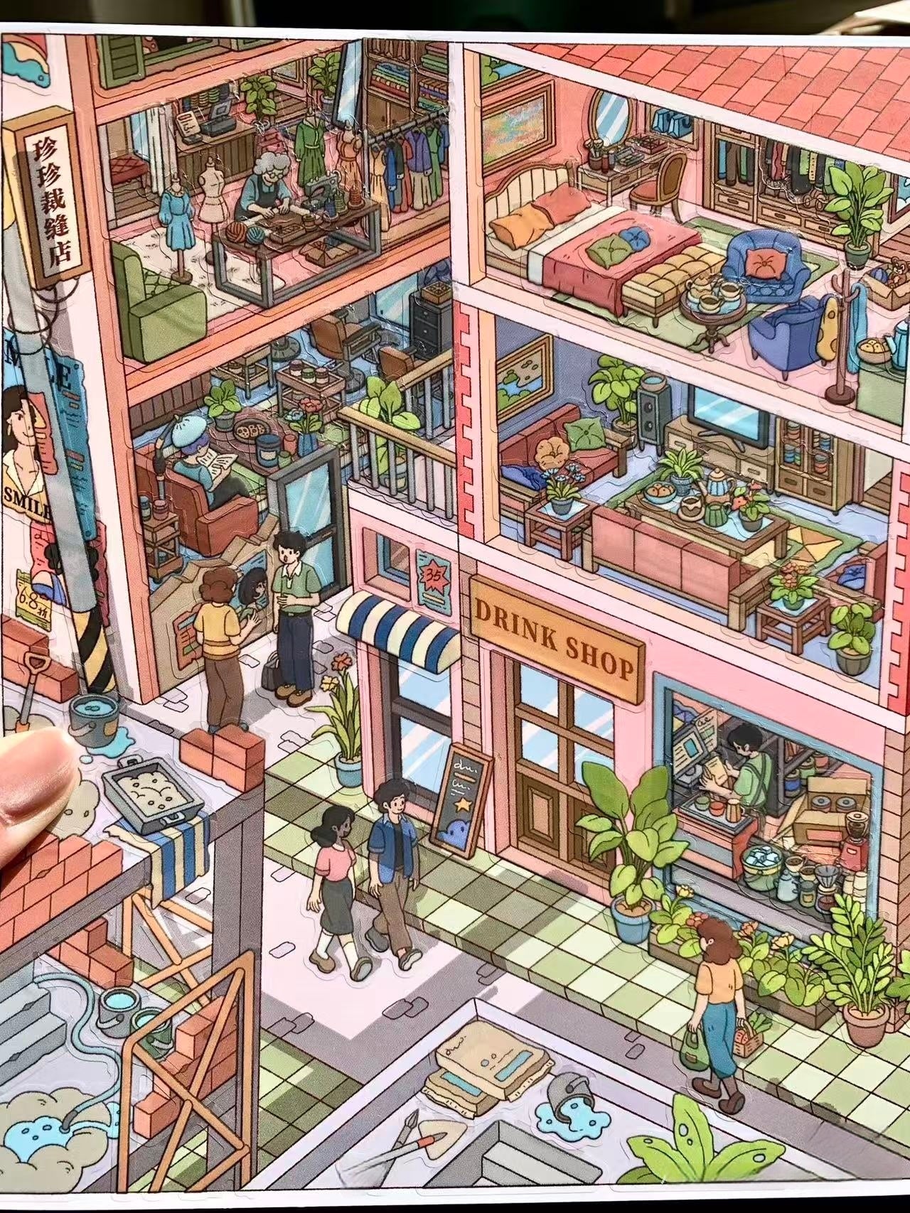 Spring Town| Summer Town-DIY 3D Miniature Scene Sticker