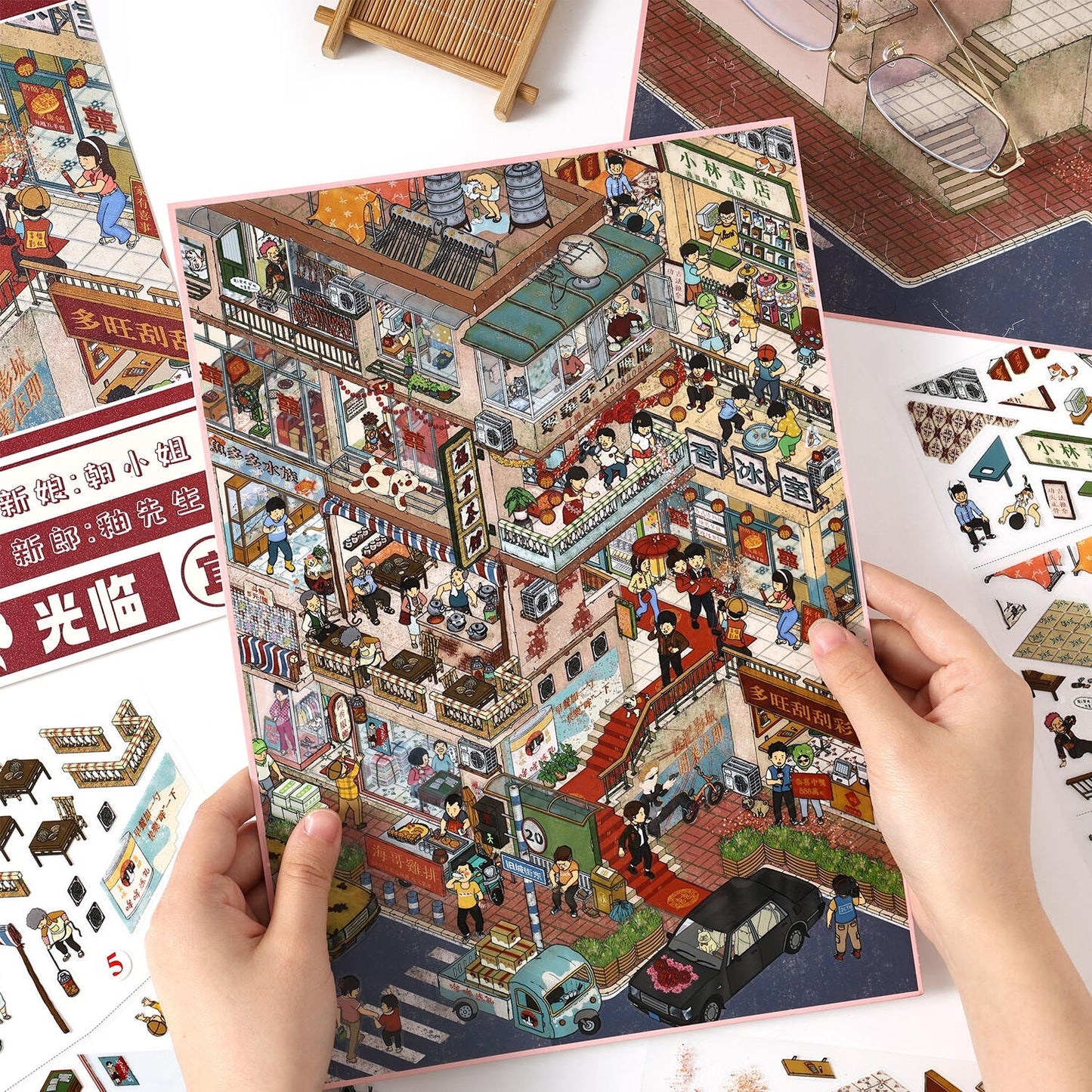 Town Street View-DIY 3D Miniature Scene Sticker
